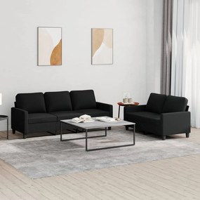 3201464 vidaXL 2 pcs conjunto de sofás com almofadões tecido preto