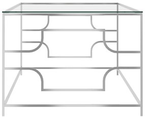 Mesa de centro 120x60x45 cm aço inoxidável prateado e vidro