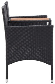 Banco de jardim 2 lugares com mesa centro 143 cm vime PE preto
