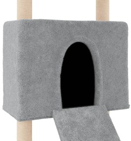 Árvore p/ gatos c/ postes arranhadores sisal 153 cm cinza-claro