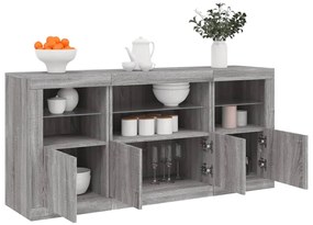 Aparador com luzes LED 142,5x37x67 cm cinzento sonoma