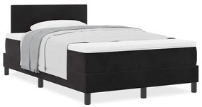 Cama Box Spring com Colchão Preto Casal Pequena Veludo