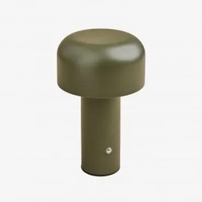 Lâmpada De Mesa Led Sem Fios Para Exterior Em Ferro Loentia Verde Azeitona Intenso - Sklum