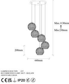 Chandelier Hay – Preto – 44 x 44 x 113 cm