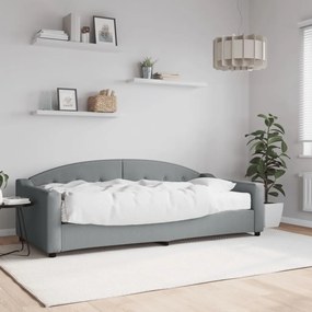 Sofá-cama com colchão 90x200 cm tecido cinzento-claro