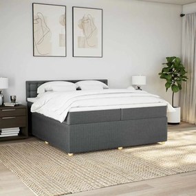 Cama com molas/colchão 200x200 cm tecido cinzento-escuro