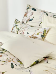 Capa de edredão em cetim de algodão com padrão floral Flori