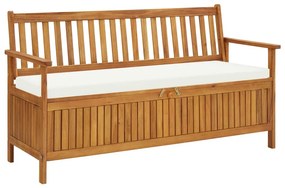 vidaXL Banco de arrumação c/ almofadão 148 cm madeira de acácia maciça