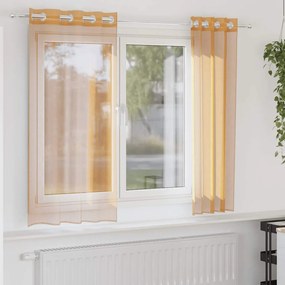 vidaXL Cortinas de voile com ilhós 2 pcs laranja 140x140 cm