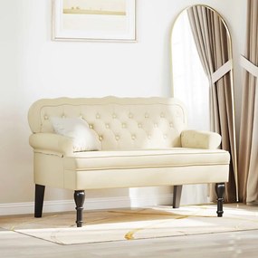 vidaXL Banco Chesterfield Creme 119,5 x 64,5 x 75 cm Couro Sintético