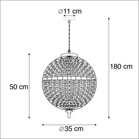 Candeeiro suspenso Art Déco cristal dourado 35cm - KASBAH Clássico / Antigo,Art Deco