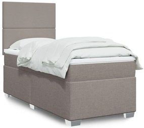 Cama com molas/colchão 100x200 cm tecido cinza-acastanhado