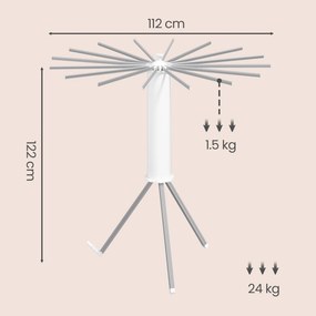 Estendal roupa dobrável, com suporte extensível, ocupa pouco espaço 112 x 112 x 122 cm prateado