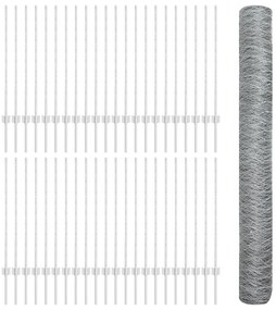 Postes de Cerca vidaXL 22 pcs U-Channel 100 cm Aço Galvanizado, Cerca