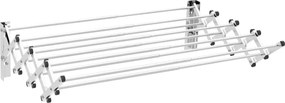 Estendal extensível de parede dobrável para roupa em aço inoxidável com 8 barras 63 x 86 x 22 cm prateado