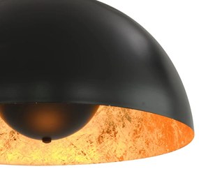 Candeeiros de teto 2 pcs semiesférico 40 cm E27 preto e dourado