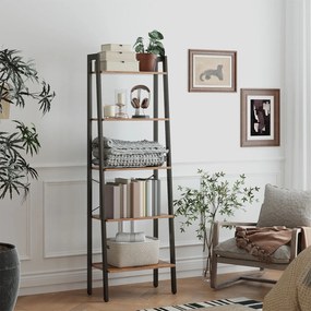 Estante com 5 prateleiras, estante para livros, moderna 34,5 x 56 x 171,5 cm castanho-preto