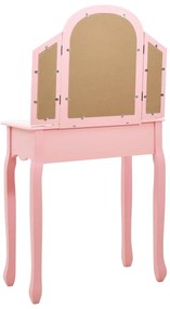 Toucador c/ banco 65x36x128 cm MDF e madeira de paulownia rosa