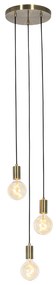 Candeeiro de suspensão industrial bronze 3 luzes - Facil Industrial
