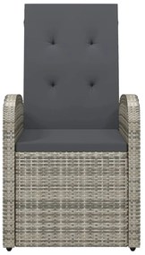 Cadeiras jardim reclináveis 2 pcs + almofadões vime PE cinzento