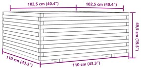 Vaso/floreira jardim 110x110x49,5 cm pinho maciço castanho mel