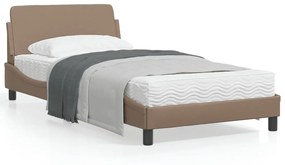 vidaXL Estrutura cama cabeceira 100x200 cm couro artificial cappuccino