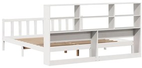 Cama com estante sem colchão 200x200 cm pinho maciço branco
