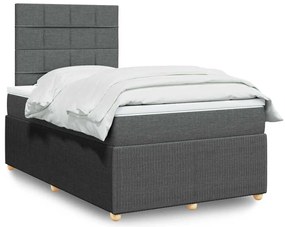 Cama boxspring com colchão 120x190 cm tecido cinzento-escuro