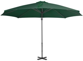 Guarda-sol de jardim cantilever com poste alumínio 300 cm verde