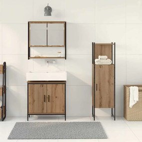 Conjunto de Móveis de Casa de Banho 3 Peças Carvalho Artesanal Derivad