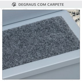 Escada para Animais de Estimação com 3 Degraus Espaço de Armazenamento e Tapete Antiderrapante 40,5x44,5x38 cm Cinza