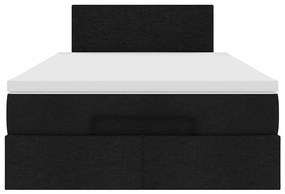 Cama otomana com colchão 120x200 cm tecido preto
