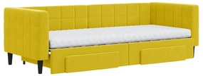 Sofá-cama com gavetão e gavetas 80x200 cm veludo amarelo