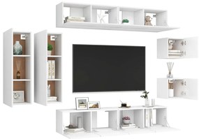 8 pcs conjunto de móveis de TV derivados de madeira branco