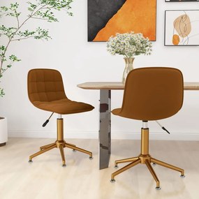 vidaXL Cadeiras de jantar giratórias 2 pcs veludo castanho