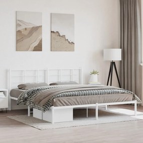 Estrutura de cama com cabeceira 180x200 cm metal branco