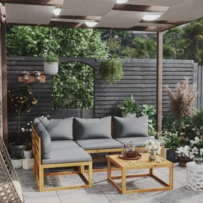 vidaXL 5 pcs conjunto lounge de jardim c/ almofadões acácia maciça