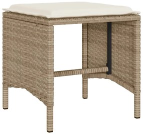 6 pcs conjunto de sofás p/ jardim com almofadões vime PE bege