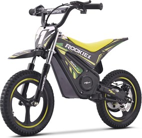 Mota elétrica infantil ROOKIE X 24V (14"), bateria de lítio, motor de 250 W, travão de disco Verde Amarelada