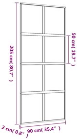 Porta deslizante 90x205 cm vidro ESG fosco/alumínio dourado