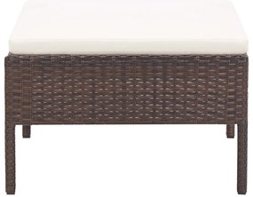 Conjunto sofás de jardim c/ almofadões 5 pcs vime PE castanho