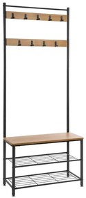 Cabideiro de pé com 9 ganchos e base metálica | VASAGLE | 175 x 70 x 32,5 cm | amarelo mago | HSR041N01.