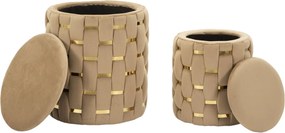 PUFE COM ARMAZENAMENTO SHANTY CONJUNTO DE 2 PEÇAS Ø 37X42-28X35 CM ROSA
