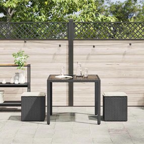Bancos de jardim com almofadas 2 unid 40x40x43 cm vime PE preto