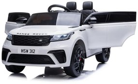 Range Rover Velar Carro elétrico infantil 12v, módulo de música, assento de couro, pneus de borracha EVA Branco