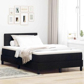 vidaXL Cama Box com colchão com cabeceira Preto 120 x 200 cm tecido