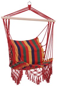 Outsunny Cadeira de rede suspensa de tecido de algodão poliéster Carga de 120 kg Poltrona suspensa para terraço interno ao ar livre 100x60x100 cm
