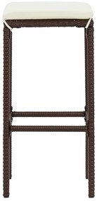 7 pcs conjunto de bar p/ jardim acácia maciça/vime PE castanho