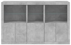 Aparador com luzes LED 162x37x100 cm cinzento cimento