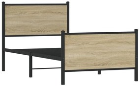 Estrutura de cama sem colchão 90x190 cm metal carvalho sonoma